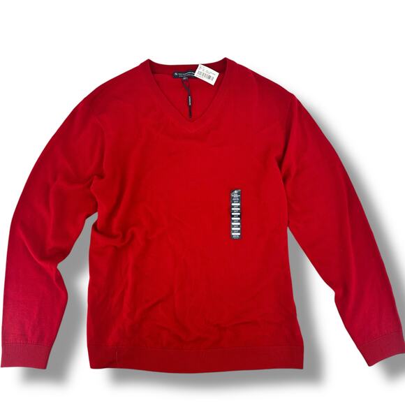 Hart Schaffner Marx Extra Fine Merino Wool V-Neck Sweater Mens Size 2XT Tall Red - Picture 1 of 4